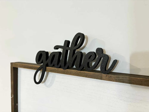 "gather" Shelf Sign (designer photo)