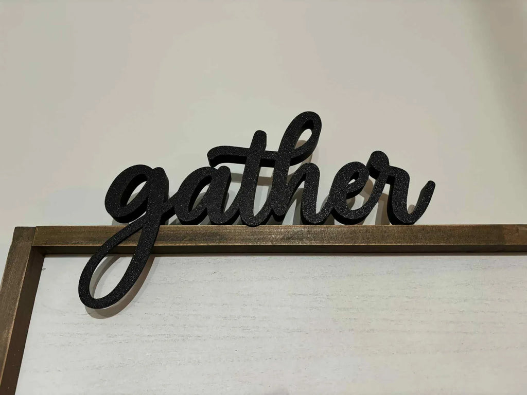"gather" Shelf Sign (designer photo)