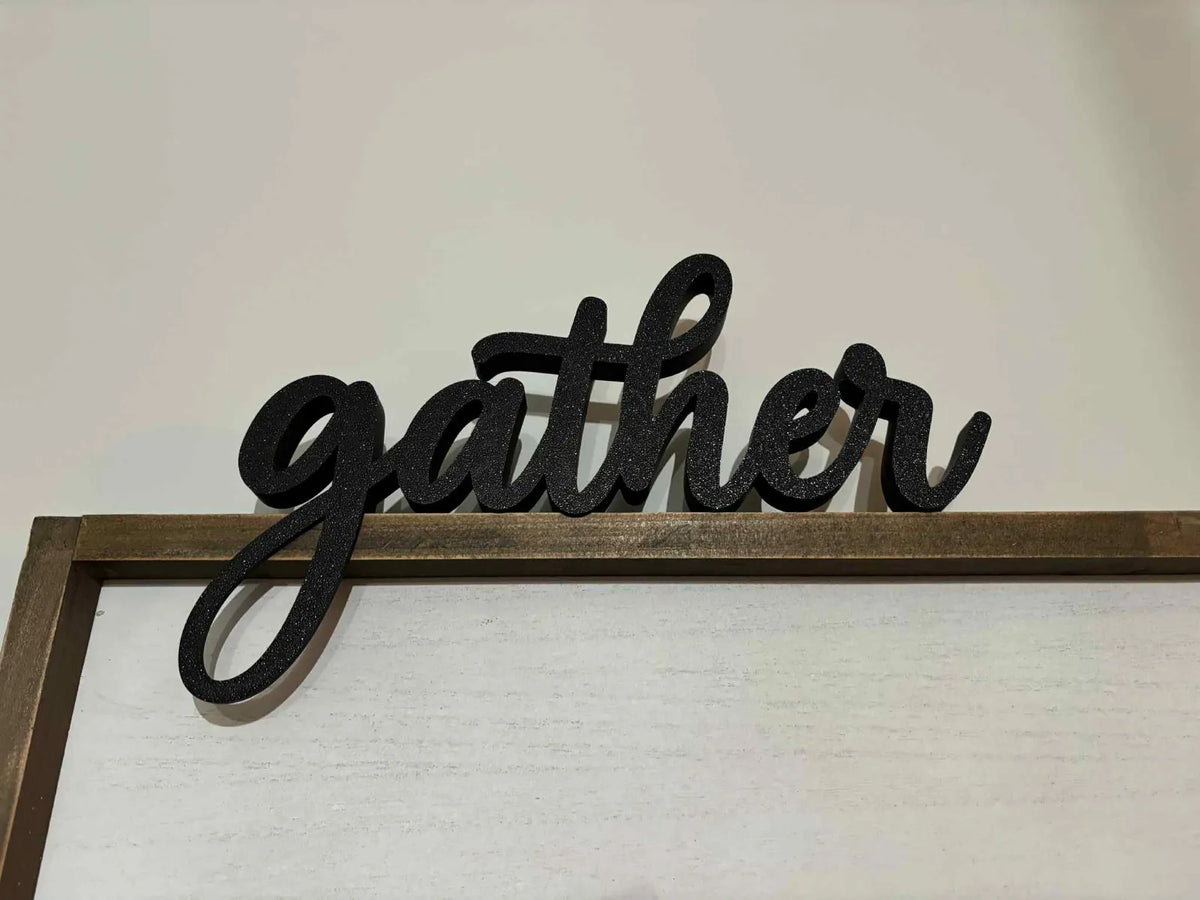"gather" Shelf Sign (designer photo)