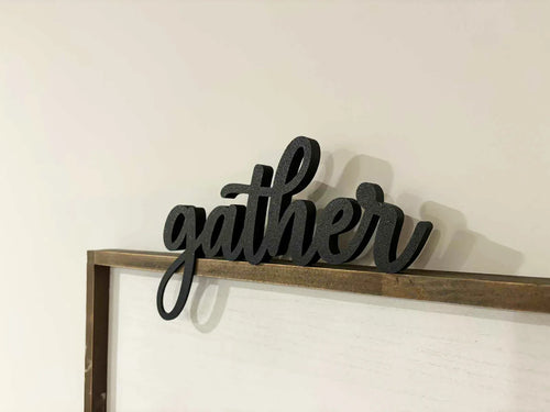 "gather" Shelf Sign (designer photo)