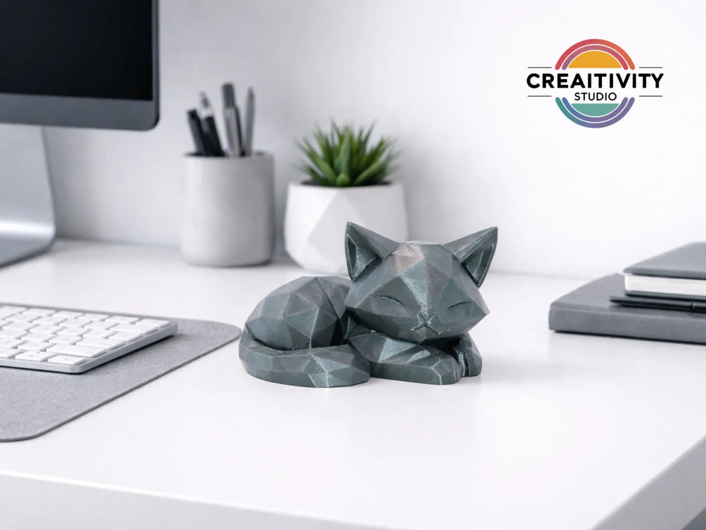 Low-Poly Sleeping Cat Soma (designer photo)
