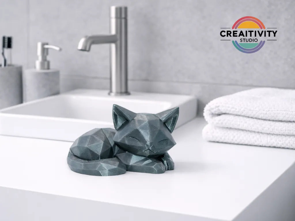 Low-Poly Sleeping Cat Soma (designer photo)