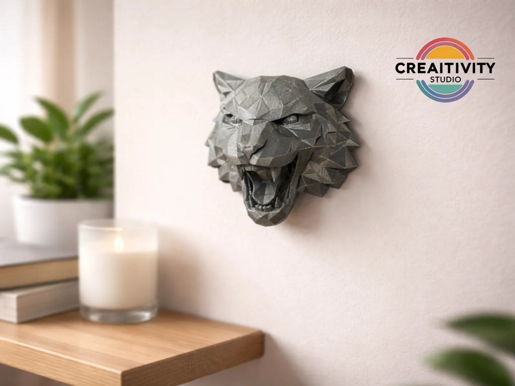 Low-Poly Tiger Head Wall Art (designer photo)