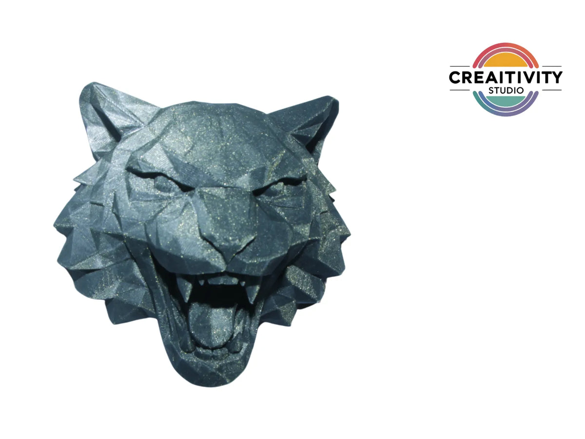 Low-Poly Tiger Head Wall Art (designer photo)